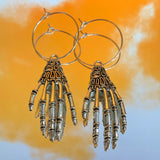 Skeleton Hand Hoop Earrings