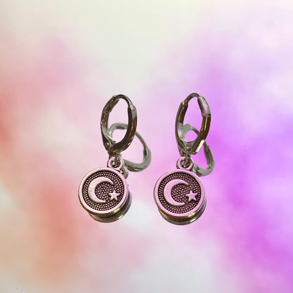 Circle Moon Lever Back Earrings