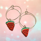 Watermelon Slice Hoop Earrings