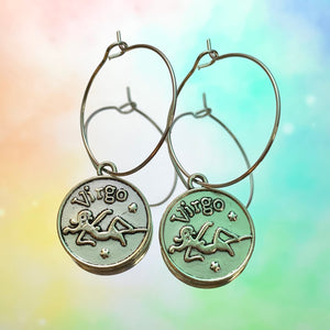 Virgo Reversible Coin Hoop Earrings