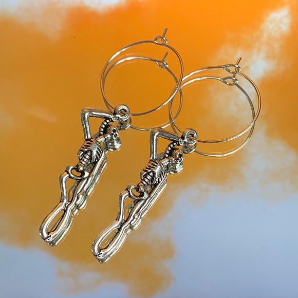 Pirate Skeleton Hoop Earrings