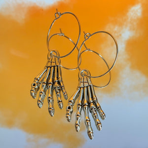 Skeleton Hand Hoop Earrings