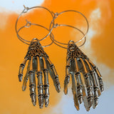 Skeleton Hand Hoop Earrings