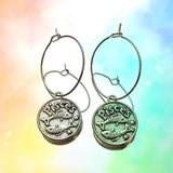 Pisces Reversible Coin Hoop Earrings