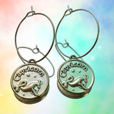 Capricorn Reversible Coin Hoop Earrings