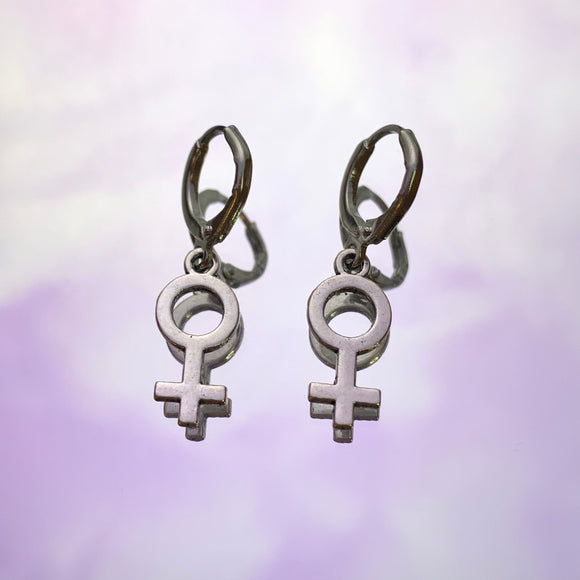 Female Power Lever Back Earrings