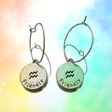 Aquarius Reversible Coin Hoop Earrings