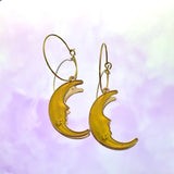 Yellow Crescent Moon Hoop Earrings