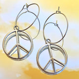 Peace Sign Hoop Earrings