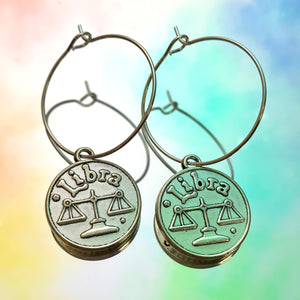 Libra Reversible Coin Hoop Earrings