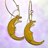 Yellow Crescent Moon Hoop Earrings