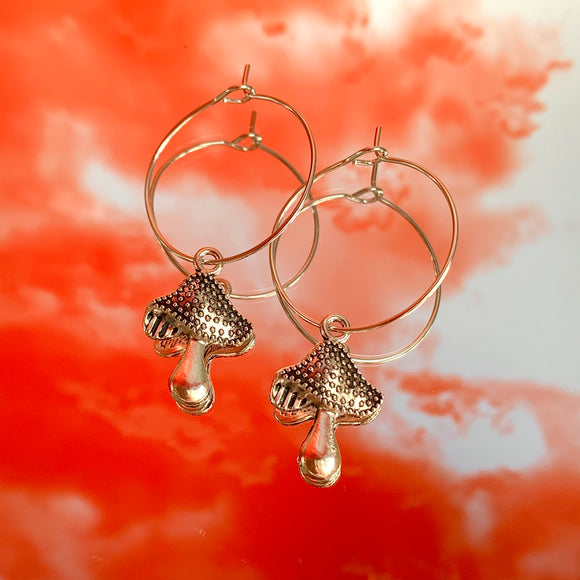 Mushroom Hoop Earrings