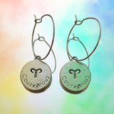 Aries Reversible Coin Hoop Earrings