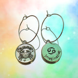 Cancer Reversible Coin Hoop Earrings