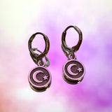 Circle Moon Lever Back Earrings