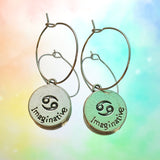 Cancer Reversible Coin Hoop Earrings