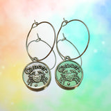 Cancer Reversible Coin Hoop Earrings