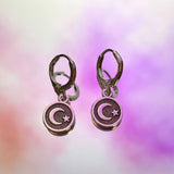 Circle Moon Lever Back Earrings