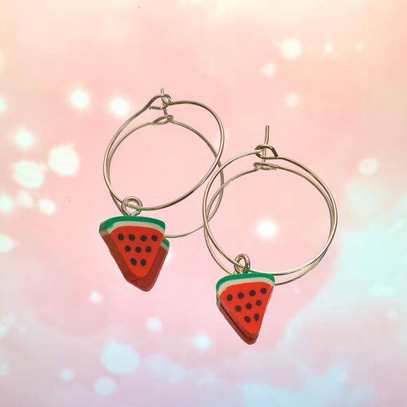 Watermelon Slice Hoop Earrings