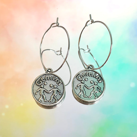 Gemini Reversible Coin Hoop Earrings