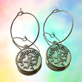 Sagittarius Reversible Coin Hoop Earrings