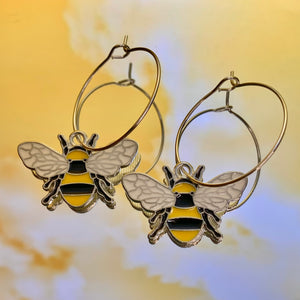 Bee Hoop Earrings