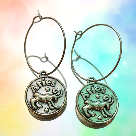 Aries Reversible Coin Hoop Earrings