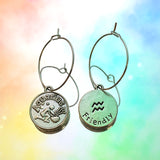 Aquarius Reversible Coin Hoop Earrings