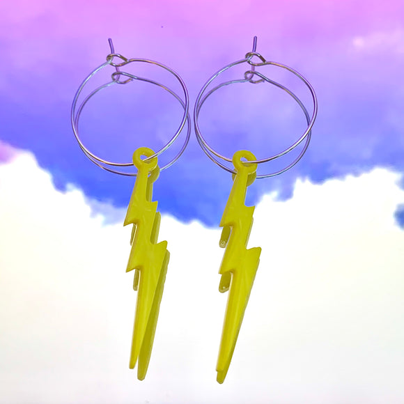 Lightning Bolt Hoop Earrings