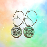 Cancer Reversible Coin Hoop Earrings