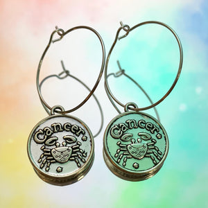 Cancer Reversible Coin Hoop Earrings