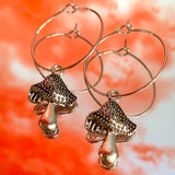 Mushroom Hoop Earrings