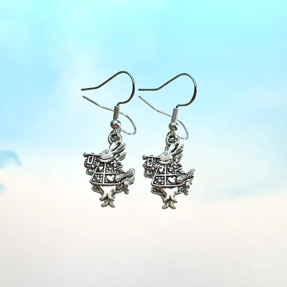 White Rabbit Hook Earrings