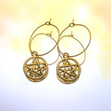 Gold Pentagram Hoop Earrings