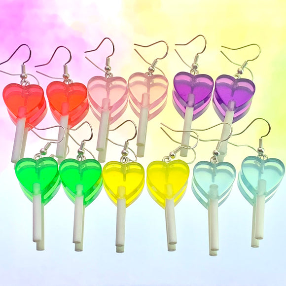 Heart Lollipop Hook Earrings