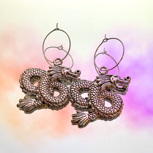 Infinity Dragon Hoop Earrings