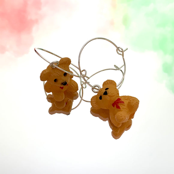 Teddy Bear Hoop Earrings