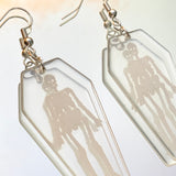 Clear Skeleton Coffin Hook Earrings