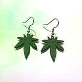 Green Ouid Leaf Hook Earrings