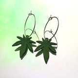 Green Ouid Hoop Earrings