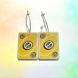 Uno Skip Card Hoop Earrings - Various Colours