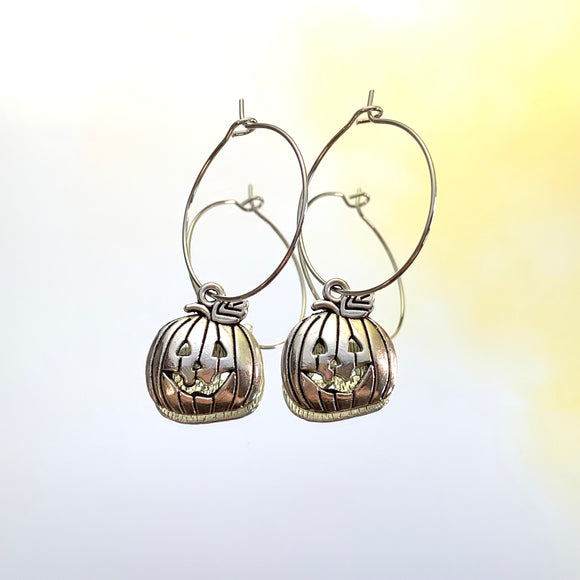 Silver Pumpkin Hoop Earrings