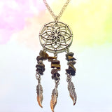 Tigers Eye Dream Catcher Necklace 22”