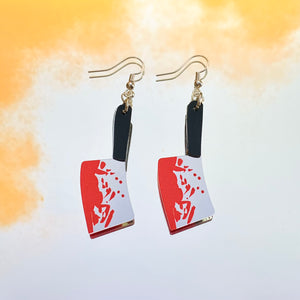 Bloody Cleaver Knife Hook Earrings