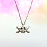 Moon Pentagram Necklace 18"