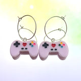 Purple Game Controller Hoop Earrings