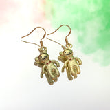 Gold Teddy Bear Hook Earrings