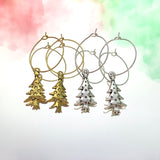 Simple Christmas Tree Hoop Earrings