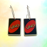 Uno Skip Card Hoop Earrings - Various Colours