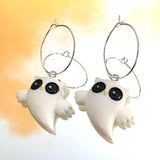 Owl Ghost Hoop Earrings